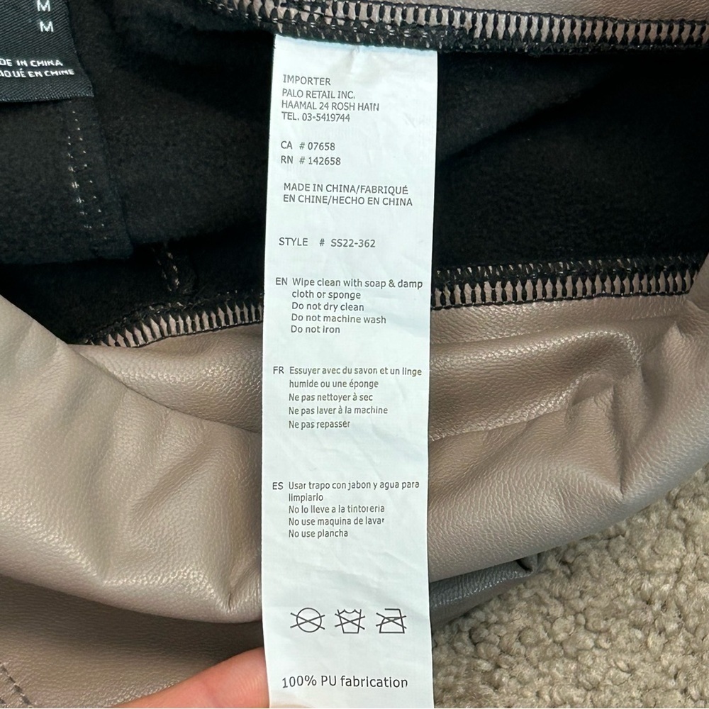 FOREVER 21 Women's Taupe Faux Leather High-Rise Leggings pleather vegan Sz M - Picture 6 of 11